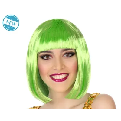 PELUCA MELENA CORTA FLEQUILLO VERDE 80143