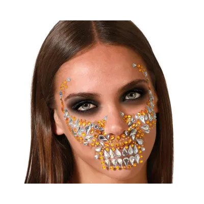 JOYAS FACIALES ADESIVAS CALAVERA DORADA 76315