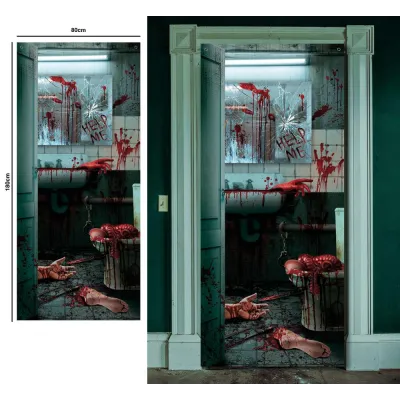 DECORACION PUERTA WC SANGRIENTO 80X180 24752