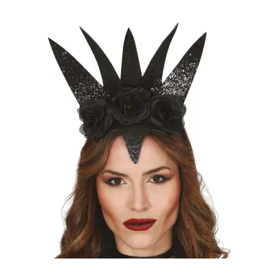 DIADEMA REINA NEGRA CON FLORES 26726