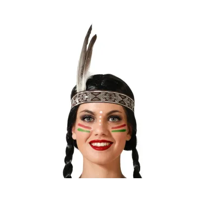 PLUMA INDIA MARRON  CON CINTA 80068