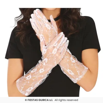 GUANTES CALADOS BLANCOS 38CM 16759