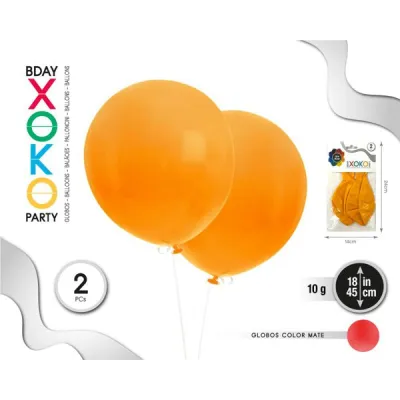 BOLSA 2 GLOBOS NARANJA 45CM 55336