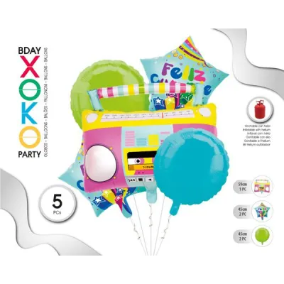 SET 5 GLOBOS GRABADORA 55575