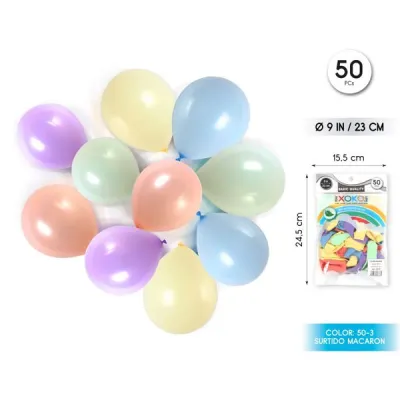 BOLSA 50 GLOBOS COLORES SURTIDOS  58886