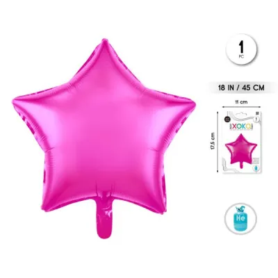 GLOBO FOIL ESTRELLA FICSIA 45CM 59532