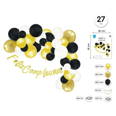 GUIRNALDA ORO NEGRO FELIZ CON 27 PIEZAS 59826