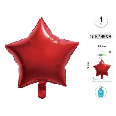 GLOBO FOIL ESTRELLA ROJO 45CM 92115