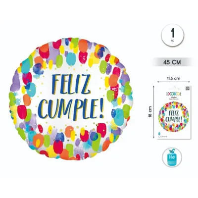 GLOBO FOIL FELIZ CUMPLE  45CM 93421