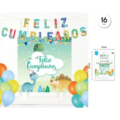 KIT DECORACION DINO 16 PIEZAS 93485