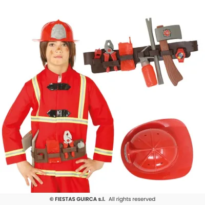 CONJUNTO BOMBERO CINTURON Y CASCO 17620