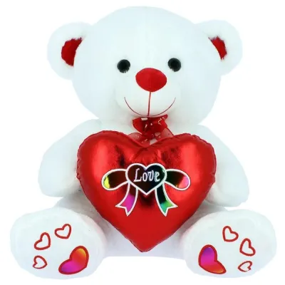 PELUCHE OSO BLANCO CORAZON 42CM 5475