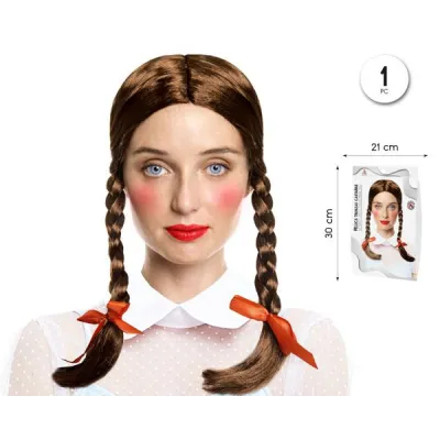 PELUCA TRENZAS CASTAÑA 70205