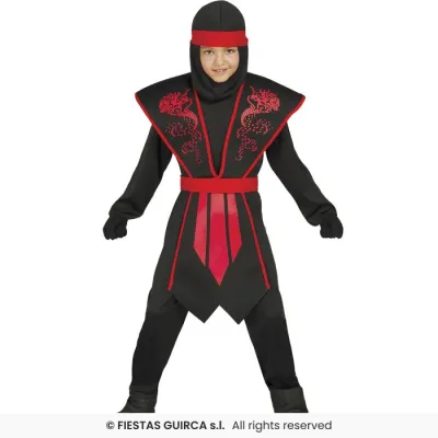 DISFRAZ NINJA ROJO Y NEGRO T-10-12 81253
