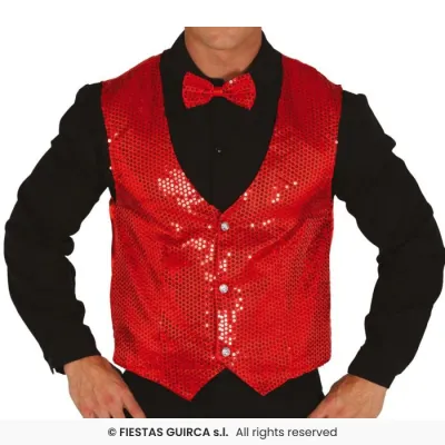 CHALECO ADULTO ROJO LENTEJUELAS 17346