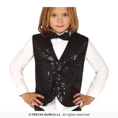 CHALECO INFANTIL NEGRO LENTEJUELAS 17420