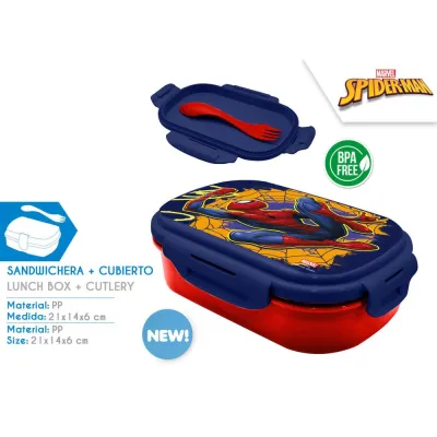 SANDWICHERA CON CUBIERTOS SPIDERMAN SP50071