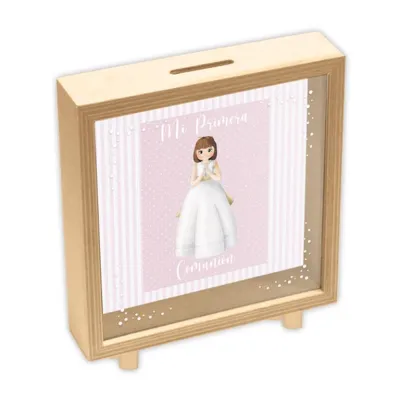 HUCHA MADERA COMUNION NIÑA 47666