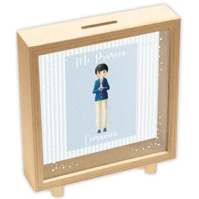 HUCHA MADERA COMUNION NIÑO 47667