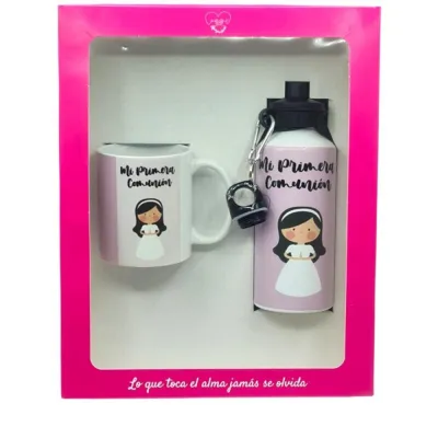PACK TAZA Y BOTELLA COMUNION NIÑA 3714