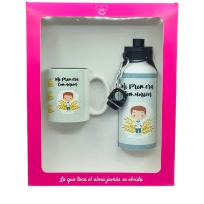 PACK TAZA Y BOTELLA COMUNION NIÑO 3316