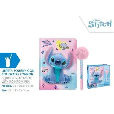LIBRETA SQUISKY STITCH CON BOLI Y POMPOM ST00142