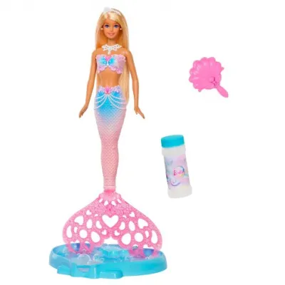 MUÑECA BARBIE SIRENA POMPAS JABON JLW56