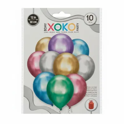 10 GLOBOS COLOR SURTIDO METALIZADO 30CM 52800