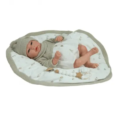 MUÑECA REBORN NOA BEIGE  40CM CON MANTA 98216