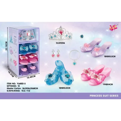 CAJA 3 ZAPATOS PRINCESA CON CORONA 26286