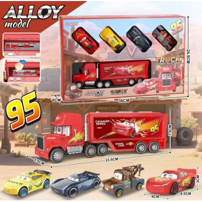 CAMION ROJO CON COCHES METAL 26512