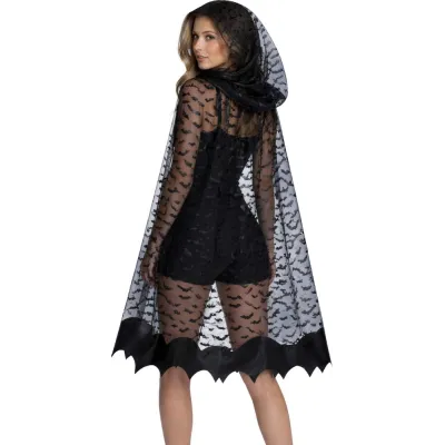 CAPA ADULTO TRANSPARENTE MURCIELAGOS 135CM 29696