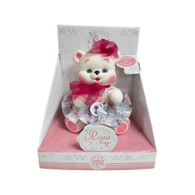 MUÑECA OSITA BLANCO VESTIDA  25CM 2851