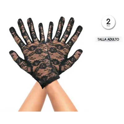 GUANTES CORTO ENCAJE NEGRO 18494
