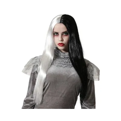 PELUCA LISA BLANCA Y NEGRA 60CM 80180