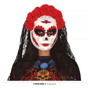 MASCARA CATRINA CON VELO PVC 20034