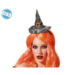 DIADEMA BRUJA PLATEADO Y NARANJA 74685