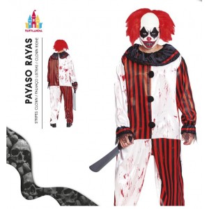 DISFRAZ PAYASO ASESINO RAYAS T. M 20599